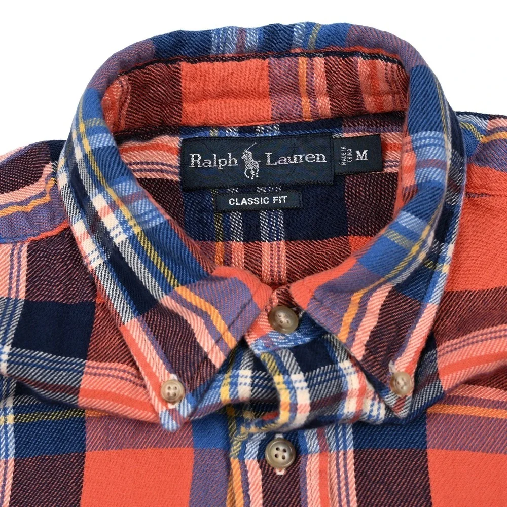 Polo Ralph Lauren Lined Flannel Shirt Mens Medium Plaid L/S Button Down Preppy